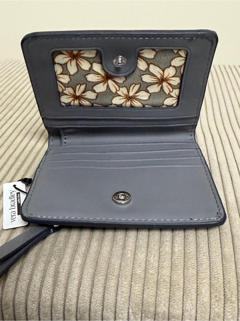 NWT Grey Vera Bradley Small Faux Leather Pebbled Wallet